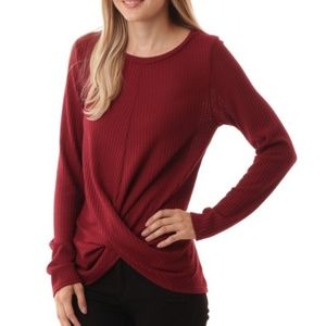 Boutique Twist front knit long sleeve top NWT